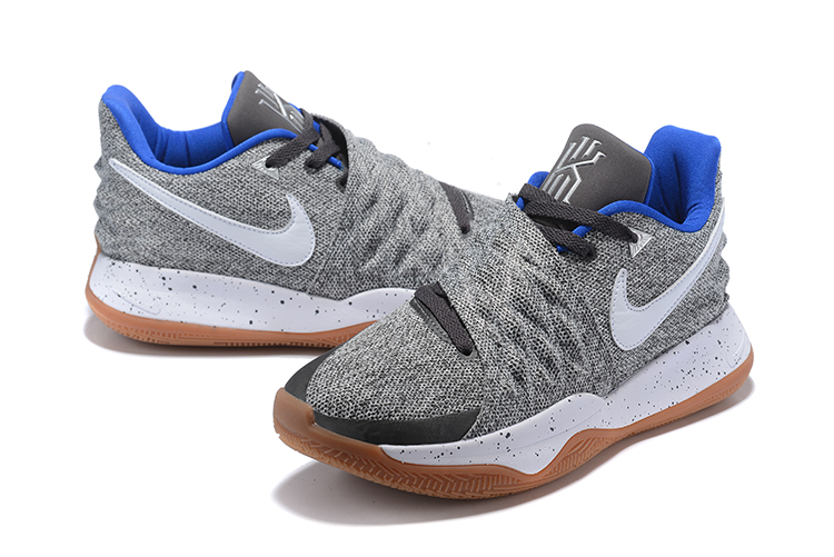 2018 Men Nike Kyrie 4 Low Grey Black White Gum Sole Basketball Shoes - Click Image to Close